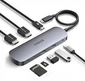 Anker Nano Laptop Docking Station Dual Monitor,8-in-1 USB C Hub for Windows