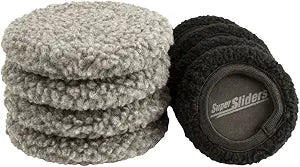 Super Sliders 3 1/2" and 5" Reusable 2-in-1 Furniture Carpet Sliders with Hardwood Socks, Beige (8 Pack)
