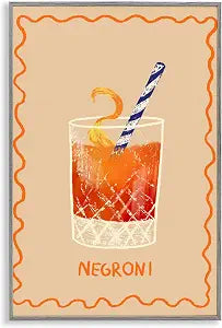 Negroni Striped Straw Cocktail, 12 x 18 Inch Framed Gicle Print