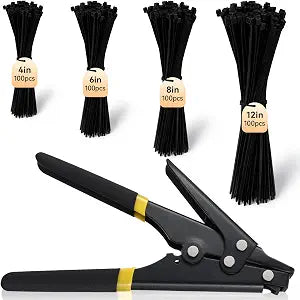 Innconne Zip Tie Gun Tool Kit with 400 Plastic Cable Ties(4", 6", 8", 12")