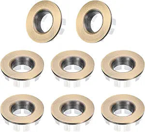 uxcell 8pcs Sink Overflow Rings, Bathroom Kitchen Basin Trim Bath Sink Hole Round Hollow Brass Overflow Drain Cover Insert in Hole (Bronze)