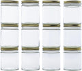 North Mountain Supply 9 Ounce Clear Glass Straight Sided Mason Canning Jars- With 70mm Gold Metal Lids - Case of 12