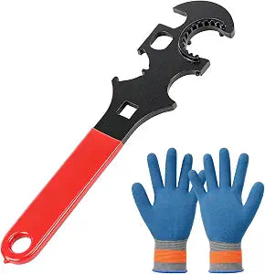Wrench Tool with Anti-slip Rubber Grip and Gloves, Red