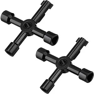 Shappy 2 Pack 4 Way Cabinet Panel Keys for Water Meter, Black
