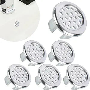 6 Pack Sink Overflow Ring, Bathroom Sink Overflow Ring Cover, Plastic Mesh Round Hole Cover for Bathroom Kitchen Basin Trim