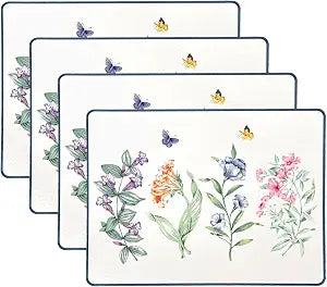 Lenox Butterfly Meadow Garden Cork Placemats, Set of 4, Multicolor, 12" W x 16" L