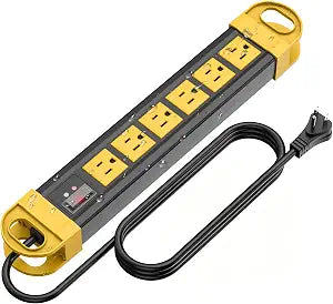 HHSOET Outdoor Power Strip Weatherproof, 2700J Surge Protector, Yellow 6Ft