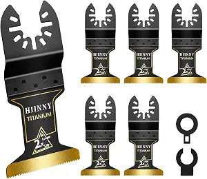 6PCS Titanium Oscillating Tool Blades, Professional Universal Titanium Oscillating Saw Blades Multitool Blades Kits for Metal Wood Plastics, Dewalt Milwaukee Ryobi Fein