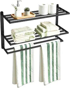 VOTZAAQ Black Towel Racks for Bathroom, Stainless Steel, 24 Inch