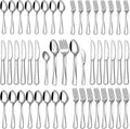 45 Piece Silverware Set for 8 with Serving Utensil Set, Food-Grade Stainless Steel Flatware Set Include Forks Spoons Knives, Dishwasher Safe for Home Hotel Restaurant Wedding, Mirror Polished