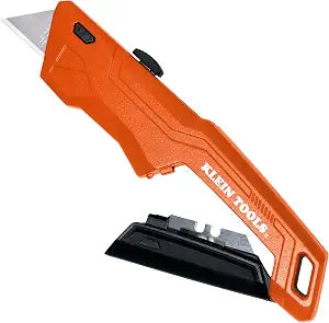 Klein Tools 44301 Retractable Utility Knife with Blade Storage and 5 Extra Blades, Bright Orange, Lightweight Ergonomic Design