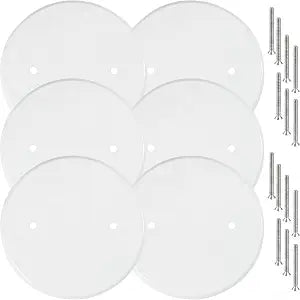 8 Packs 5 Inch Ceiling Cover Plate Metal Flat Round Electrical Cover Blank Circle Wall Plate with Screws Ceiling Fan Switch Cap Cover, Holes Are Spaced 3.5 Inches, White (For 4 inch Electrical Box)
