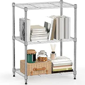M MZG 450 lbs Wire Storage Shelving 3-Tier Utility Shelving Unit Steel Organizer Wire Rack for Home,Kitchen,Office,Chrome(11.8" D x 17.7" W x 26.4" H)