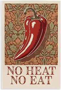 No Heat or Eat Pepper Floral, 10 x 15 Inch Mounted Print on Wall Plaque