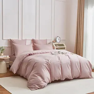 Blush Pink Duvet Cover Set Twin Size 100% Cotton Soft Percale Bedding