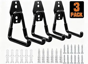 3 Pack Heavy Duty Garage Hooks, Wall Mounted Tool Hangers