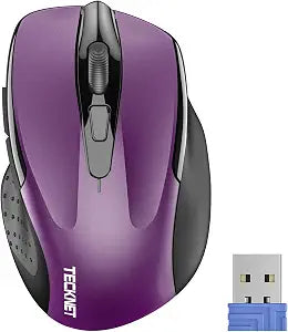 TECKNET Wireless Mouse, 2.4G Ergonomic Computer Mouse, 2600 DPI, Purple