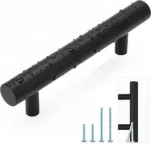 35 Pack Black Cabinet Handles 3 inch, Stainless Steel Drawer Pulls, Precise Hole Spacing 0.1mm, Complete Screws Included, Rust-Resistant for Kitchen Cabinet Upgrade & Apartment Renovation,5 In Length