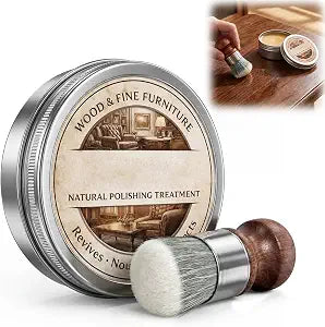 Botou Furniture Balm, Wood Scratch Repair & Polishing Wax, Natural Wood Conditioner for Furniture Table Countertop, Prevent Cracking & Restore Luster, 3.52oz/1 Set