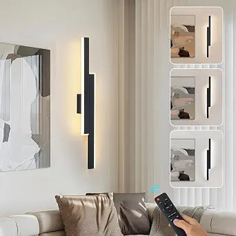 10000mAh Battery Operated Wall Sconce, 24in Black Rechargeable Wall Light