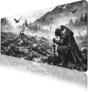 Knight Mouse Pad Dark Battlefield Fantasy Large Gaming Mouse Mat with Stitched Edges,Non-Slip Waterproof Rubber Base Office Computer Keyboard Laptop 31.5"x11.8"