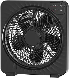 PNTCK 13" Quiet Desk Fan with 3 Speeds, 5 Blades, Powerful Box Fan with Convenient Touch Control, 15h Timer, Portable Cooling Fan Table Fan for Bedroom Home, Office, Kitchen