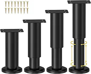 Wlrrcwdttc 4 Pcs Metal Adjustable Furniture Legs 4.72-7.08 inch, Adjustable Cabinet Legs for Sofa/Bed/Chair/Couch/Dresser/Table,Heavy Duty Bed Replacement Support Legs for Bed Frame/Bed Center Slat
