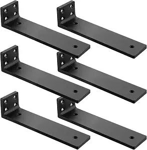 Floating Shelf Brackets 8 inch, Heavy Duty Wall Shelf Bracket 6 Pack for Shelves Support, Hidden Metal L Brackets with Mounting Hardware (1/5'' Thick)