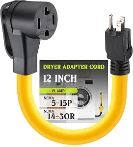 Kanayu 1 ft Dryer Adapter Cord, NEMA 5-15p to 14-30r 3 Prong 15A 120V