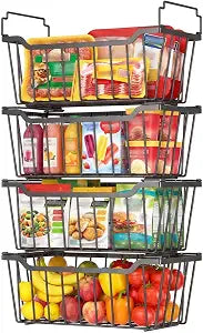 Goovilla Freezer Organizer Bins for 5-7 Cu.FT Chest Freezer, 4 Pack Black
