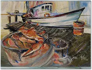 Caroline's Treasures JMK1104PLMT Blue Crab Trap Fabric Placemat Washable Placemat Dinner Table Decor No Ironing Linen Look