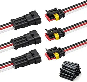 3 Pin Connector, 14 AWG Waterproof 3 Wire Connector Harness, Automotive Electrical Male Female Quick Connect Plug for Car Truck Motorcycle Marine Boat, Waterproof Wire Connector (3pin (3sets)