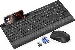 Trueque Wireless Keyboard and Mouse Combo, Full Size with Palm Rest
