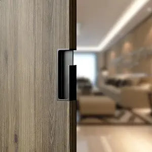 4.72 inch Pocket Door Handles and Edge Pull, Black Flush Pocket Door Pulls for 1-3/8" Thick Doors, Aluminum One Piece Design, Easy Install Pocket Door Hardware