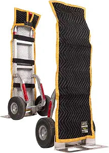 US Cargo Control Quilted Hand Truck Cover 50" x 16", Squared Top Pad With Hook and Loop Straps, Padded Cotton/Polyester Furniture Pads for Moving, Storage, Deliveries, Black/Yellow