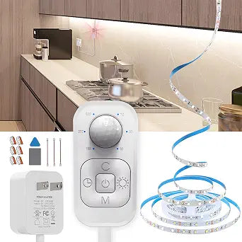 Motion Sensor Led Light Strip with UL FCC Plug Adapter, Dimmer and Timer
