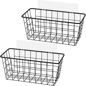 Toplife Adhesive Hanging Wall Baskets,Kitchen Cabinet Door Organizer 2 Pack