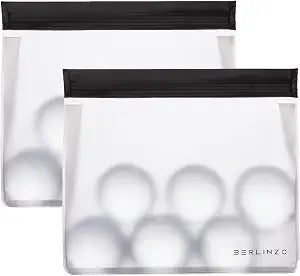 BERLINZO Reusable Ice Storage Bag - Freezer Safe Leak Proof Silicone and Plastic-Free Lunch Bag for Ice and Food Storage - BPA-Free - 2 Pack