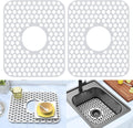 Silicone Sink Protector Kitchen Sink Mat 2 Pack 13.58"x 11.6" White