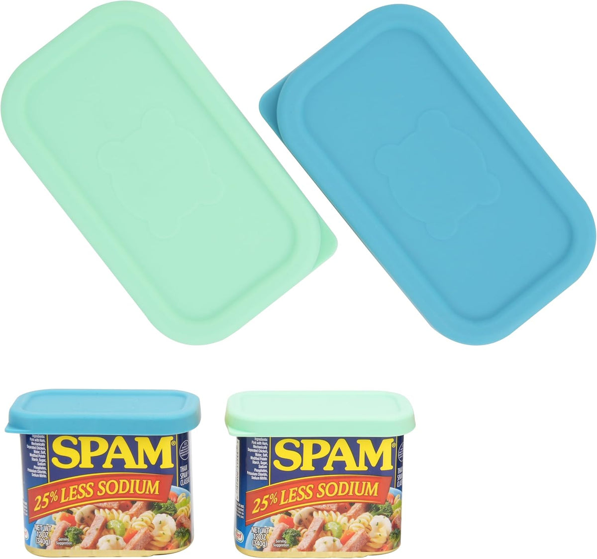 2 PCs Silicone Can Lids for SPAM JalapeÃ±o Can | Hormel Spam Can (12 oz), Rectangle Lid for Spam Canned Meat, Food Sealing Lid, Reusable Can Cap, Food Storage Cover, Freezer Dishwasher Safe (Lids ONLY)