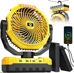 Camping Fan with Detachable Battery,Rechargeable Fan with 127H Working Time