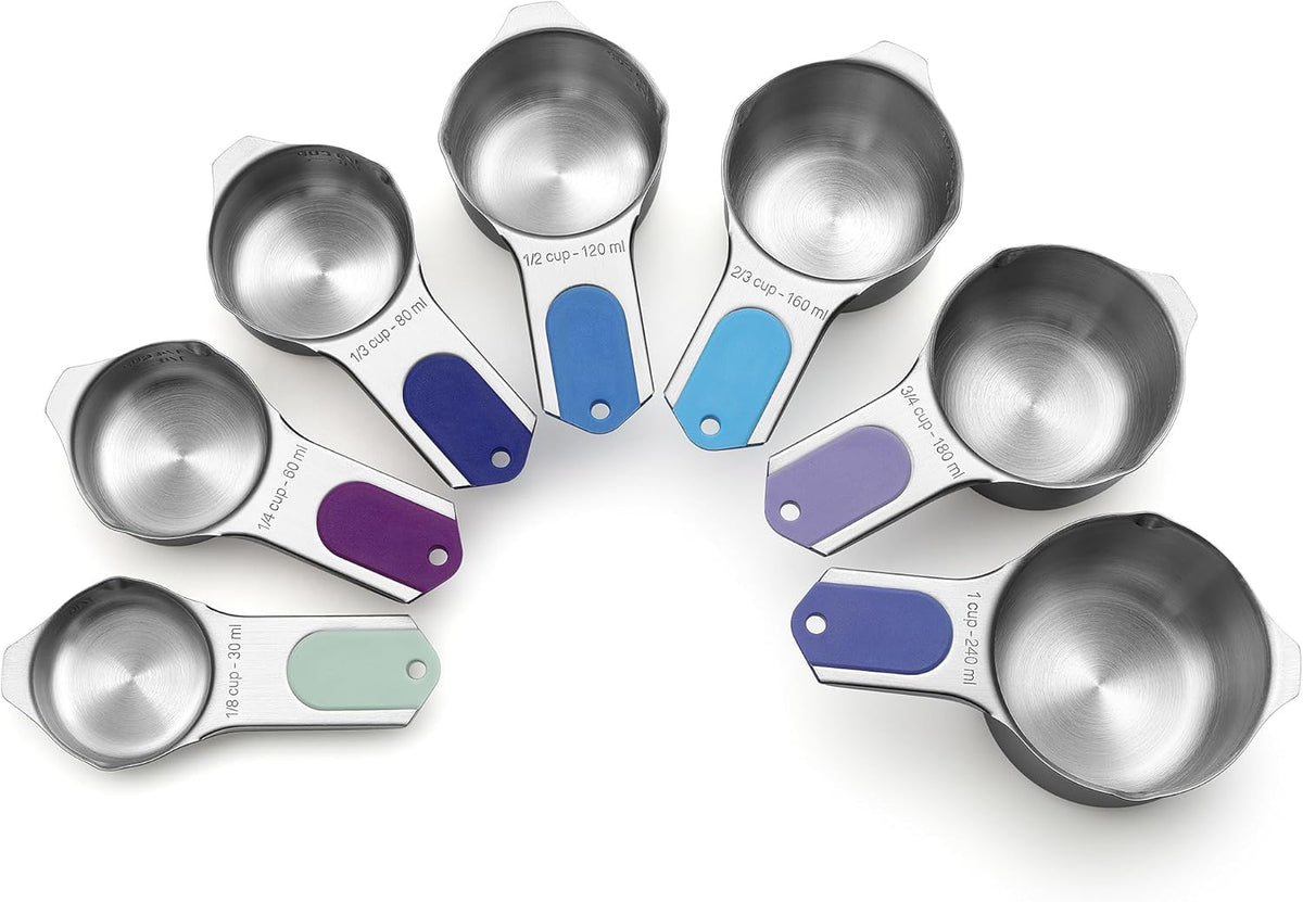 Spring Chef Magnetic Stainless Steel Measuring Cups Set of 7, Winter Frost