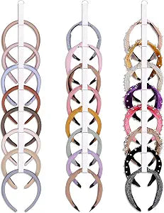 3 PCS Headband Holder Organizer for Girl,Hanging Hairband Storage for Women,White Hair Hoop Display Hair Accessories Organizer Bedroom College Dorm Decor