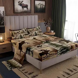 Feelyou Rustic Bear Sheets King Size for Boys Girls