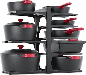 MUDEELA 8-Tier Heavy Duty Pots and Pans Organizer under Cabinet, Black
