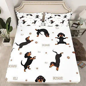 Sausage Dog Bed Sheets Set Boys Kids Soft Twin