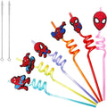 30pcs Spider Straws Spider Party Supplies Favors With 2pcs Cleaning Brush Plastic Reusable Straws Birthday Party Supplies For Boys Girls
