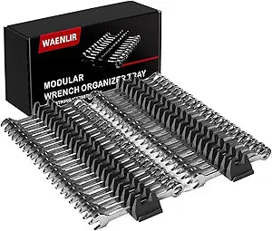 WAENLIR 48 Tool Magnetic Modular Wrench Organizer Set-Tool Drawer Storage Rack with Metric&SAE Labels, Wrench Holder with Magnet, Gift for Men, father, boyfriend, DIYers&Mechanics (Black)
