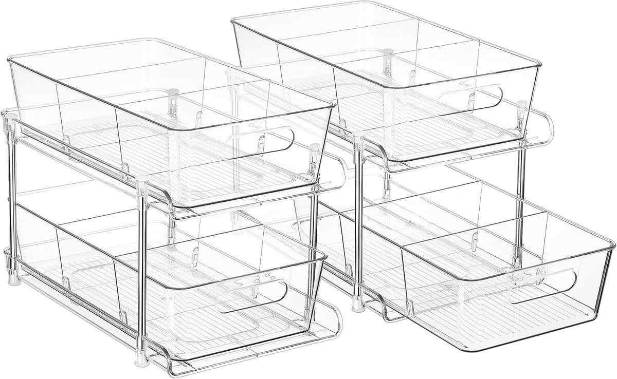 Vtopmart 2 Pack Larger Pull Out Bathroom Under Sink Organizer (M-Standard)