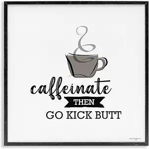 Coffee Motivation Typography, 17 x 17 Inch Framed Gicle Print